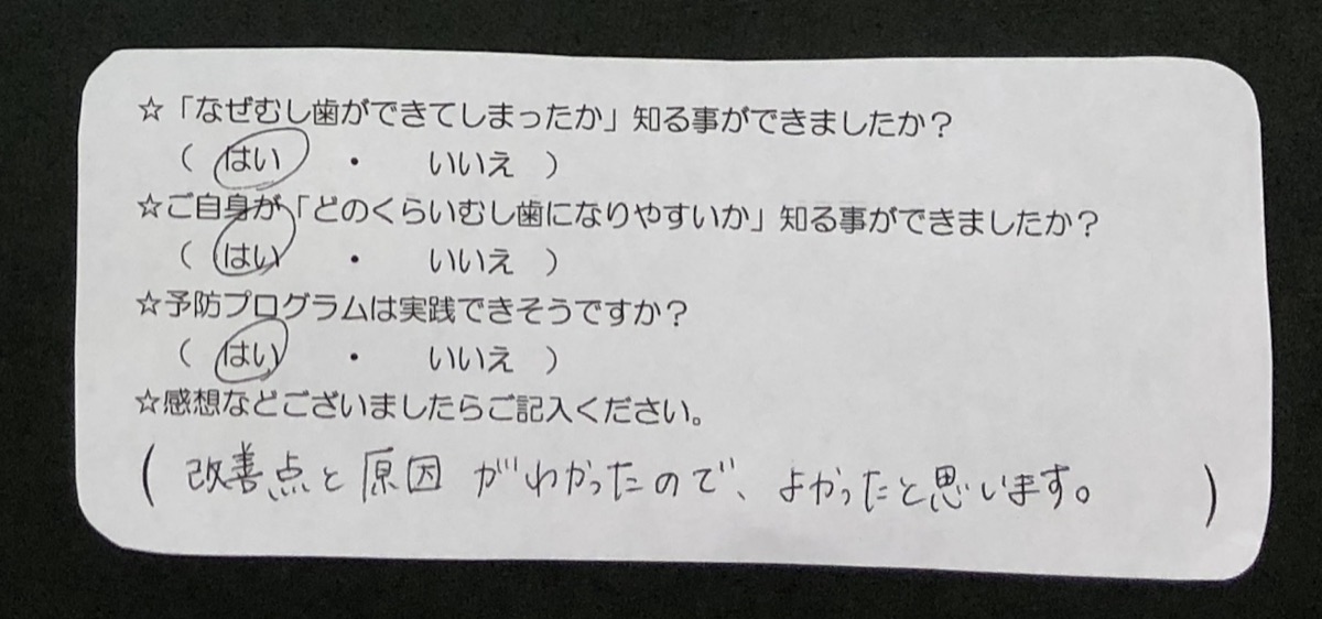 唾液検査を受けた患者さまのアンケート9